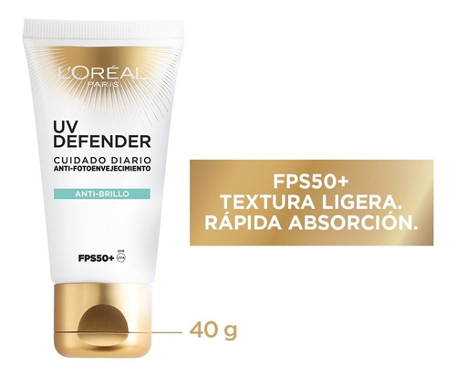 Protector Solar L'oréal Paris Anti Brillo Fps50 Uv Defender