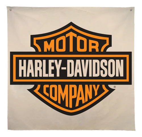 Tapiz Decorativo Algodon Crudo 1x1 Impresion Harley Davidson