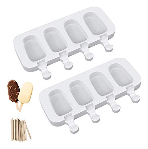 Ouddy Moldes De Silicona Para Paletas Con Tapa, 2 moldes Par