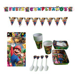 Kit Decoracion Completo Vasos+platos Mario Bross 24niños