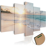 Quadro Decorativo 115x60 Sala Quarto Praia Pôr Do Sol Cor Nude Cor Da Armação Nude