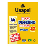 Bloco De Desenho Escolar A4 Papel Branco 140g/m² 20 Folhas