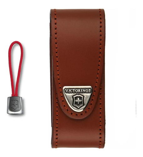 Victorinox 500754 Funda De Piel Para Navajas De 91 Mm Y Cordón Rojo Color Marrón