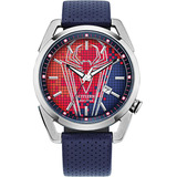 Reloj Citizen Aw1680-03w Eco-drive Men's Marvel Spider Man Color De La Correa Azul Color Del Bisel Acero Inoxidable Color Del Fondo Rojo