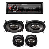 Estereo Pioneer Bluetooth + Bocinas Rock Series 4x6 Y 4 PuLG