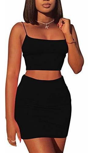 Kaximil Mujeres Verano 2 Piezas Trajes Cami Crop Top Bodycon