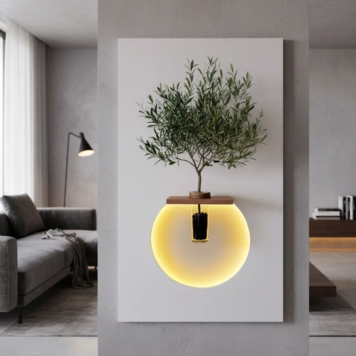 Repisa Decorativa Luna Con Luz Led Touch 95 X 55 Inalámbrica