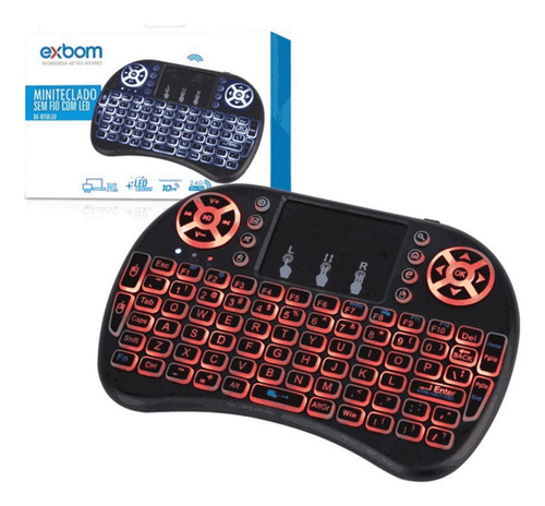 Mini Teclado Touchpad Wireless Usb Smart Tv Exbom Bk-bti8led