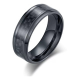 Anillo Argolla De Titanio Para Hombre Negra Inoxidable 