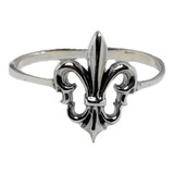 Anillo Flor De Lis #14 Plata Fina 925