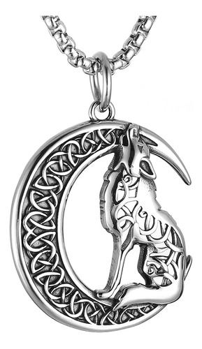 Hzman Collar De Lobo Vikingo De Acero Inoxidable Para Hombre