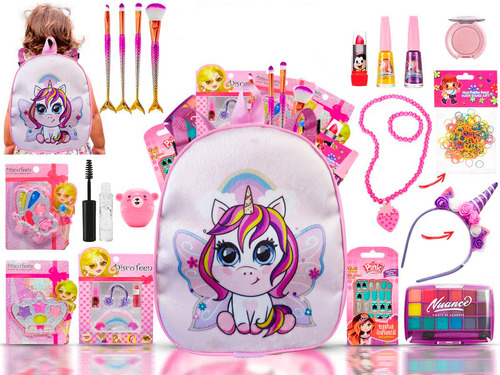 Kit Maquiagem Infantil Com Mochila Completo + Brindes Ti135