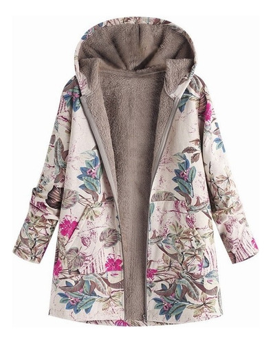 Parka Para Mujer Con Capucha Estampada De Piel Sintética