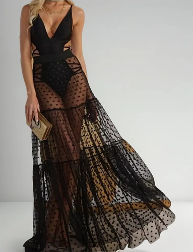 Falda Larga Transparente Tipo Vestido Playa Pareo Encaje Sol | MercadoLibre