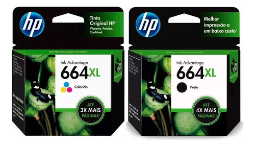 Combo Hp 664xl Negro+tricolor Original F6v30al/f6v31al