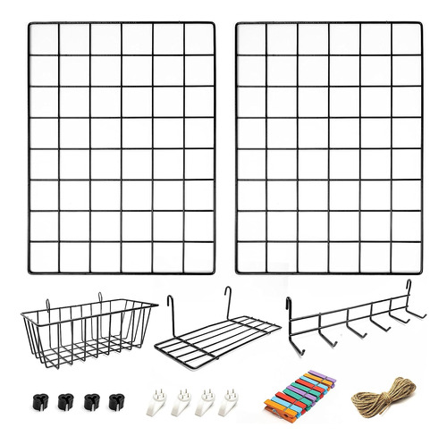 Panel De Rejilla De Pared De Alambre De 2 Paquetes Acce...