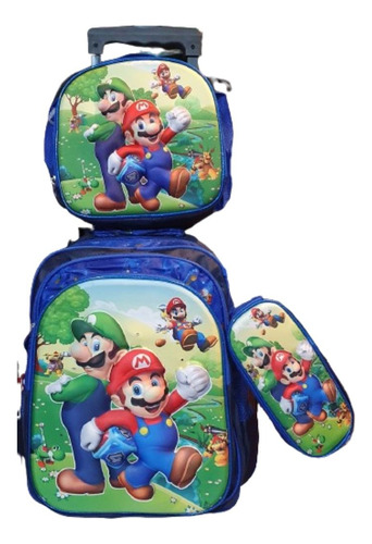 Mochilas Con Ruedas Incluye Lonchera+estuche Diseños Disney