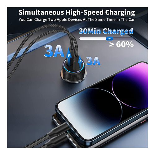 Apple Mfi Certified iPhone Fast Car Charger, Veetone 48w Dua