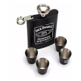 Licorera Whizkera Acero Inox 9oz Jack Daniels+4 Copas+embudo