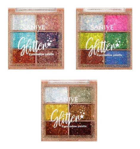 3 Paletas De Glitter Hojuelas Una De Cada Modelo Saniye