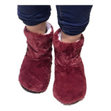 Pantufa Sapato Adulto Fem. Lisa Antiderrap. Com Pelo Dentro