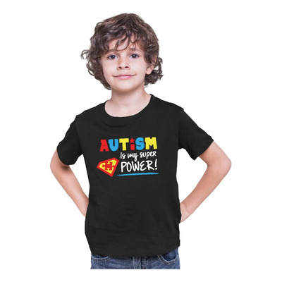 Playera Negra Niños Con Autismo 100% Algodón Negro Autismo G Estampa Localizada