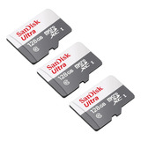 3 Unidades Micro Sd Memória 128gb Ultra Sandisk Original 