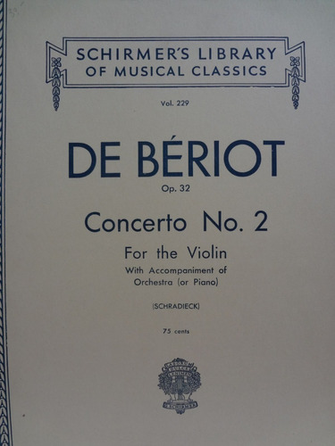 Partitura Violino De Bériot Concerto No. 2 Op. 32