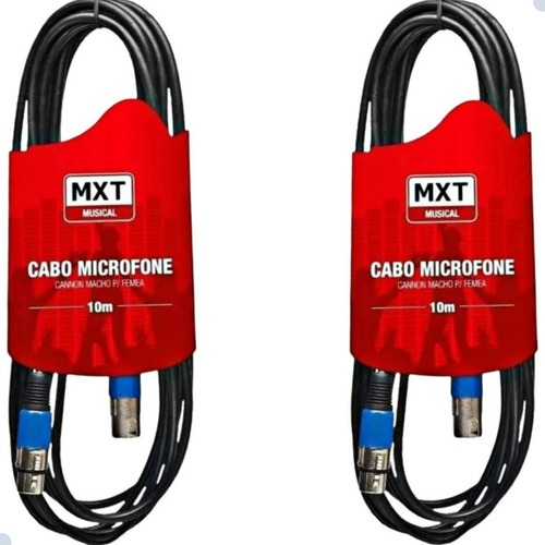 2 Cabos Microfone Xlr Canon Macho E Fêmea Balanceado 10 Mts