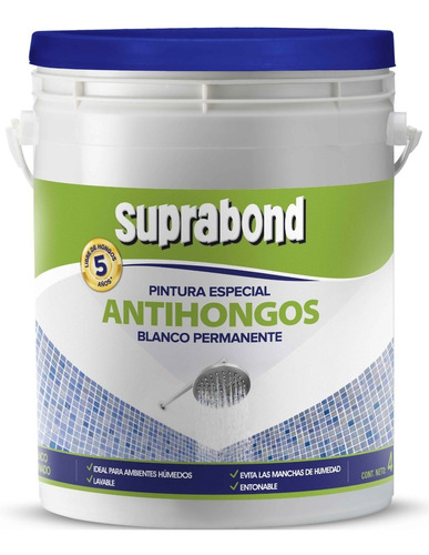 Pintura Latex Interior Suprabond Antihumedad - Blanca 4kg