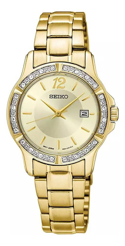 Reloj Seiko Acero Dorado Resis Agua 30m Cristales Swarovski