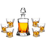 Set Decantador Whisky Cristal Premium 6 Copas.