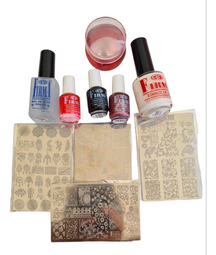 Kit Para Estampado En Uñas 3 Pinturas+4 Placas+stamper Firma