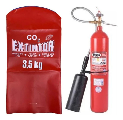  Matafuego 3.5kg Co2 + Funda Cobertor Extintor Seguridad Kit