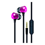 Auriculares In Ear Cable Plano Microfono Carcasa Metal Coby Color Fucsia