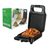 Mini Parrilla Sandwichera Electrica 650w Waflera Antiadheren Color Negro