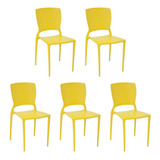 Conjunto 5 Cadeiras De Jantar Tramontina Safira Amarela