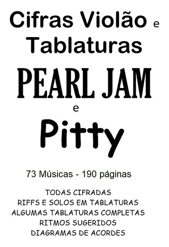 Cadernos De Cifras Tablaturas Violão Guitarra - Pitty E Pearl Jam