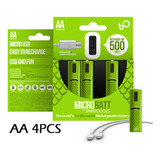 Baterías Pilas Doble Aa Recargable Usb 1000mah Indicador Led