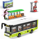 Jsinma City Bus Toy Building Set With 6 Minifigures,bus Stat