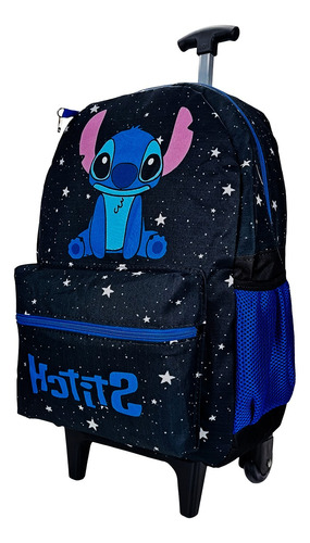 Mochila Bolsa Escolar Juvenil De Rodinhas Do Stitch Stars