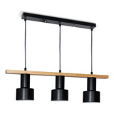 Lampara Nordica Barra Negro 3 Luces Regulable Techo Madera