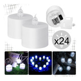 24 Velas Velitas Led Pila Blanco Frio Decoracion Souvenir 