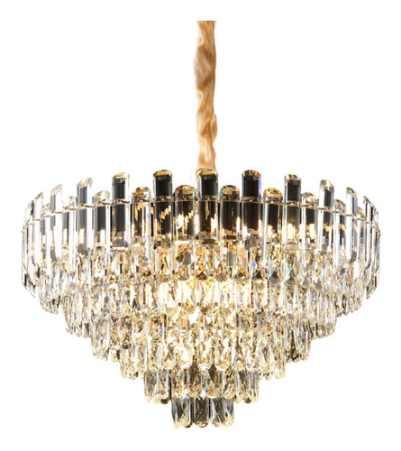 Lustre Pendente Dourado Cristal Vidro Transparente Redondo