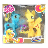 Ponys Unicornio Set 2 Caballitos Poni Rainbow Con Accesorios