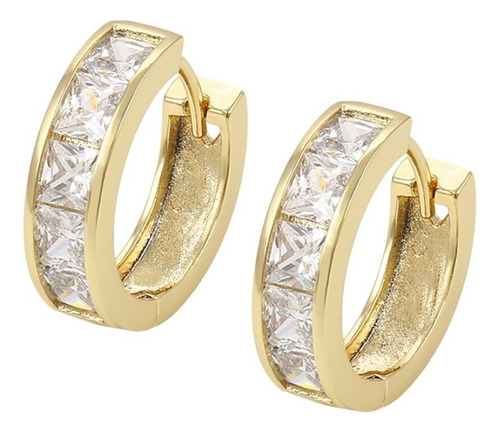 Finas Arracadas Oro 18k Lam Con Brillantes Swarovski