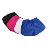 Kit 3 Shorts Tactel Adulto Feminino Cores Variadas Promoção