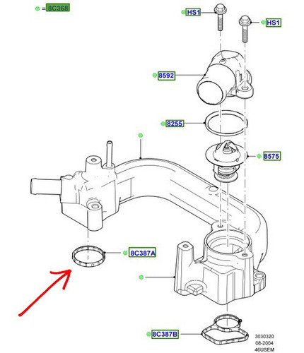 Empacadura Sello Toma Agua Termostato Explorer 4.6 3v Origin Foto 3