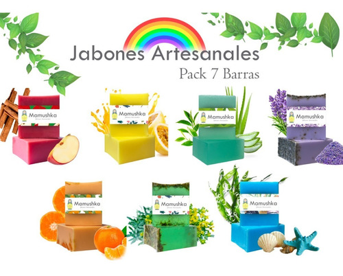 Jabones Artesanales Pack 7 Barras Arcoiris Mamushka