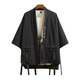 Hombre Japonés Bordado Kimono Chaqueta Cárdigan Retro